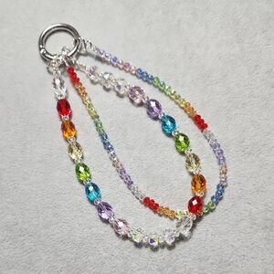 Rainbow Crystal Beaded Double Strands Phone Bracelet/Bag Charm